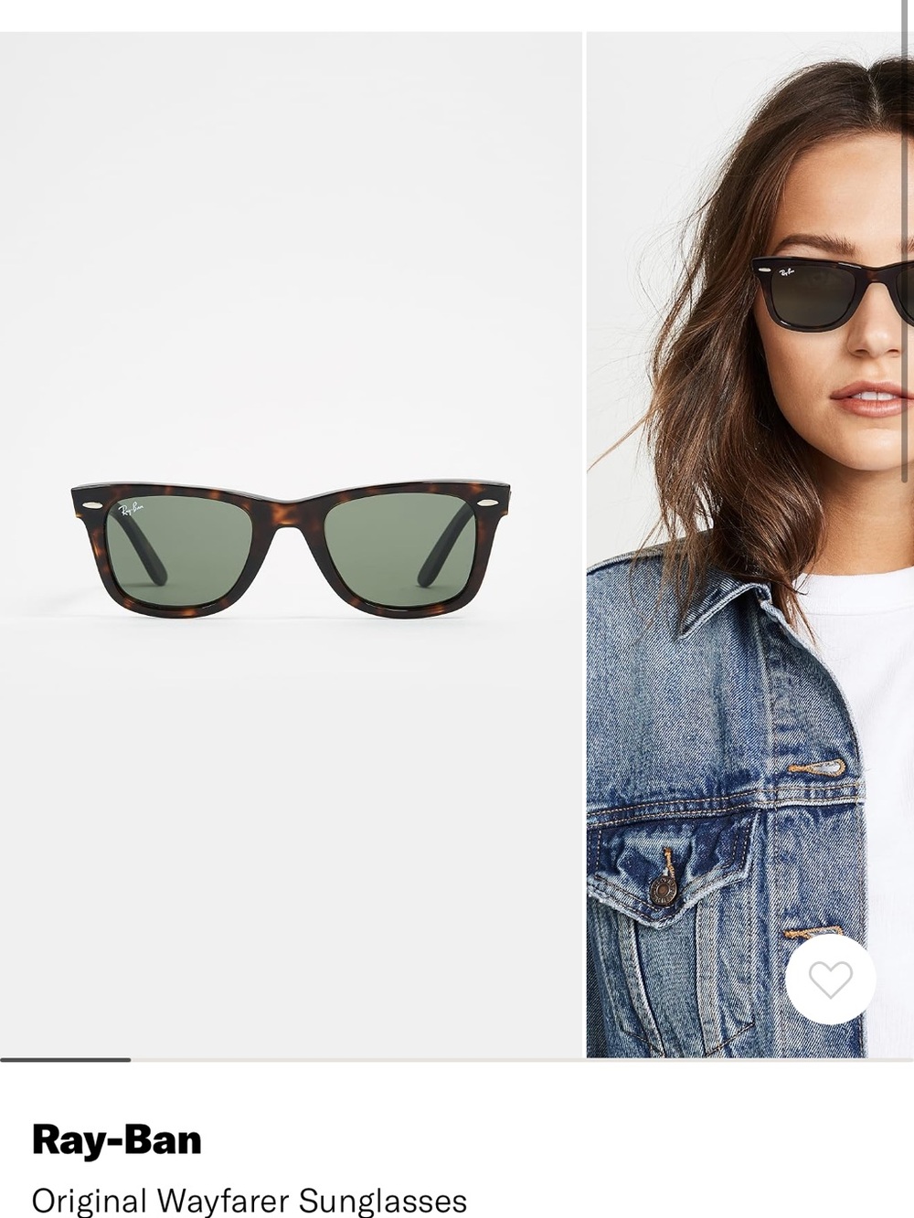 Ray-Ban Tortoiseshell Wayfarer Sunglasses with Green Lenses